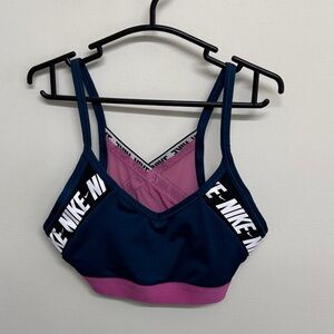 Nike Women's Navy and Pink Sports Bra